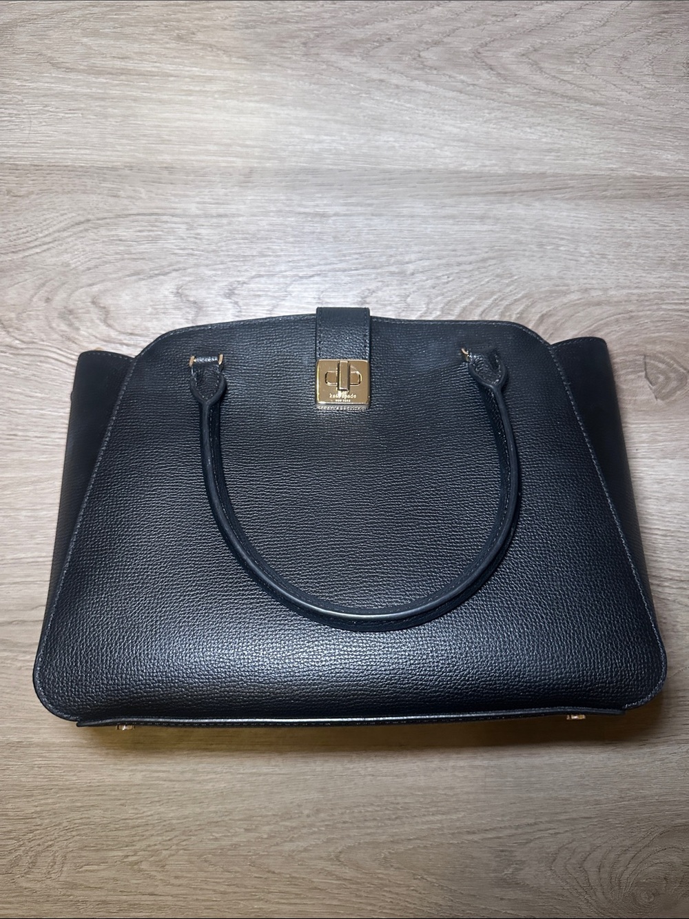 Black Women's Structured Leather Tote with Gold Hardware Kate Spade Purse